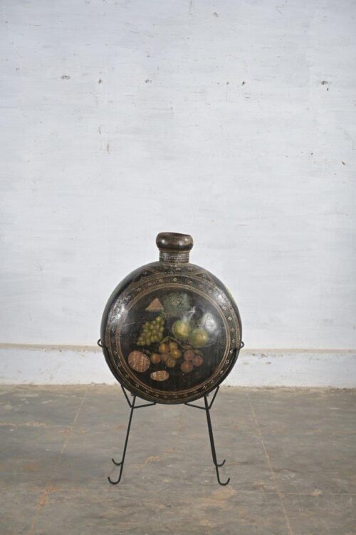 PAINTED POT ON STAND